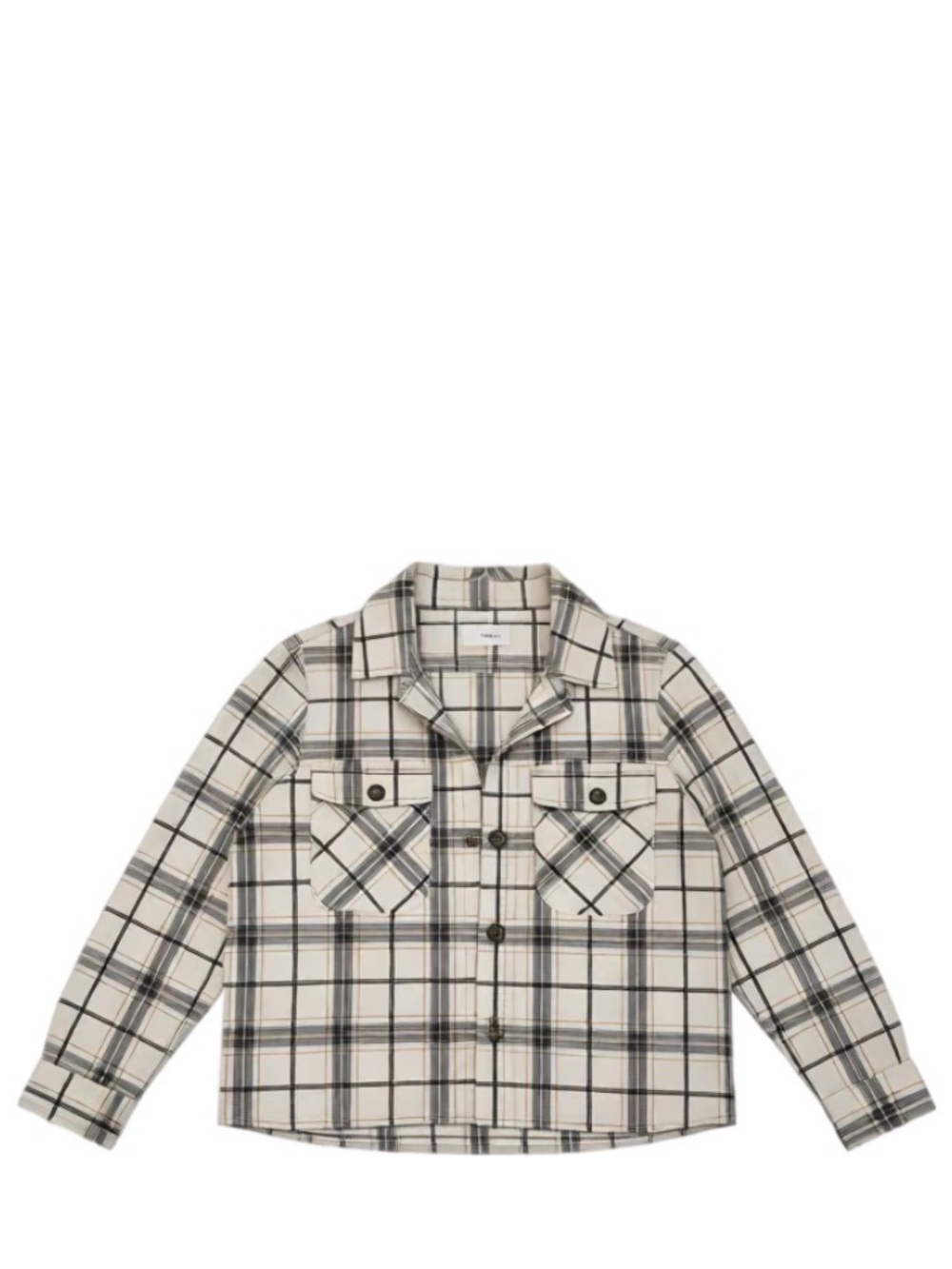 Woven Plaid Utility Jacket - Cream Black